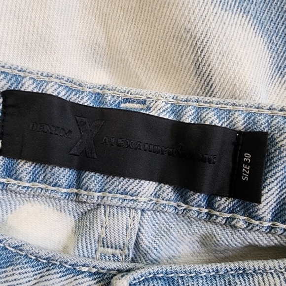 Alexander Wang Denim Cult Side Zip Bleach Out Jean High Rise Distressed Raw Hem - Picture 13 of 13